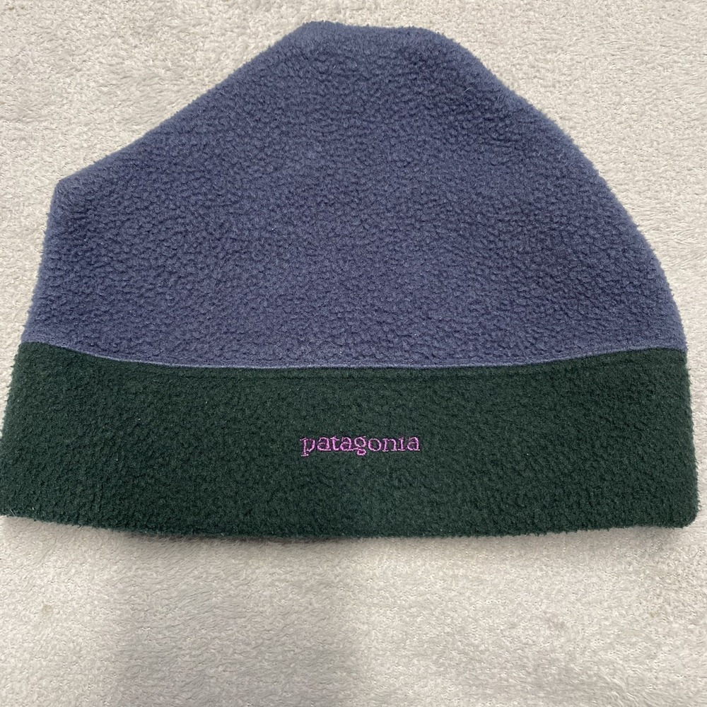 Vintage Patagonia Fleece Beanie Mens Large Blue Green USA 90s Synchilla